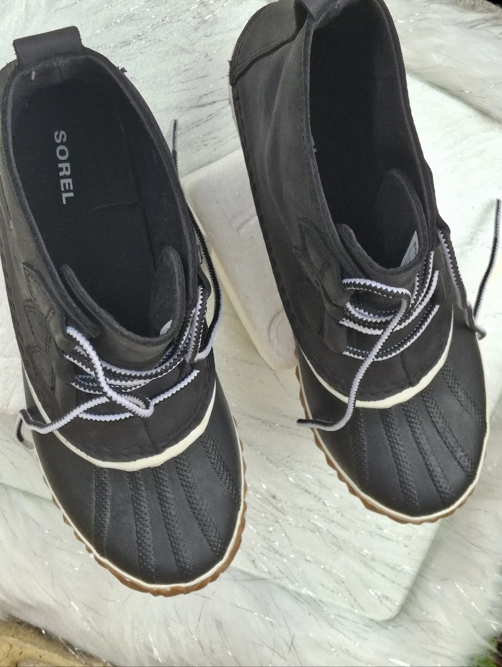 Sorel Out 'N About Leather Waterproof Black Lace-Up Ankle Boots   Women Size 7